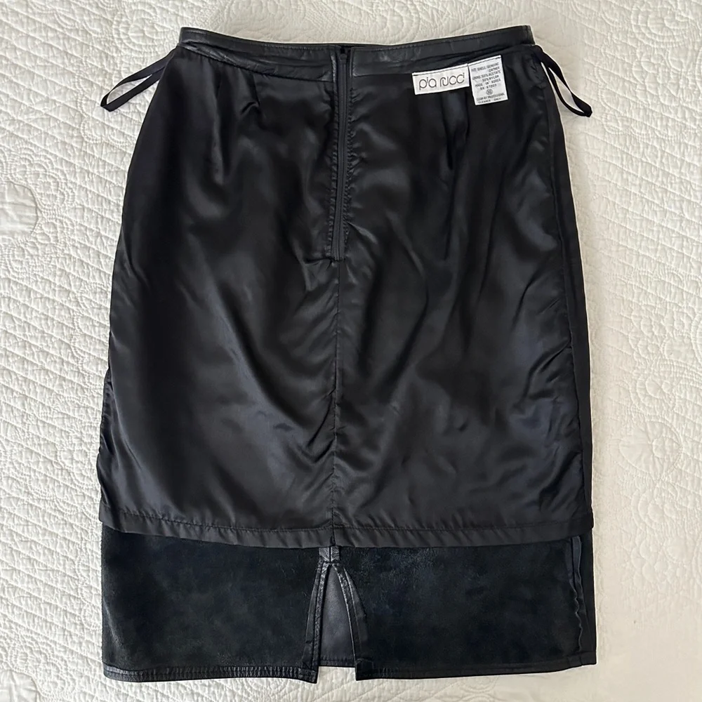 Vintage 80s Pia Rucci Black Leather Pencil Skirt Women’s - Picture 9 of 11